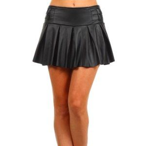 Skater Skort with Buckles at side Solid Black Skirt M/L Brand New